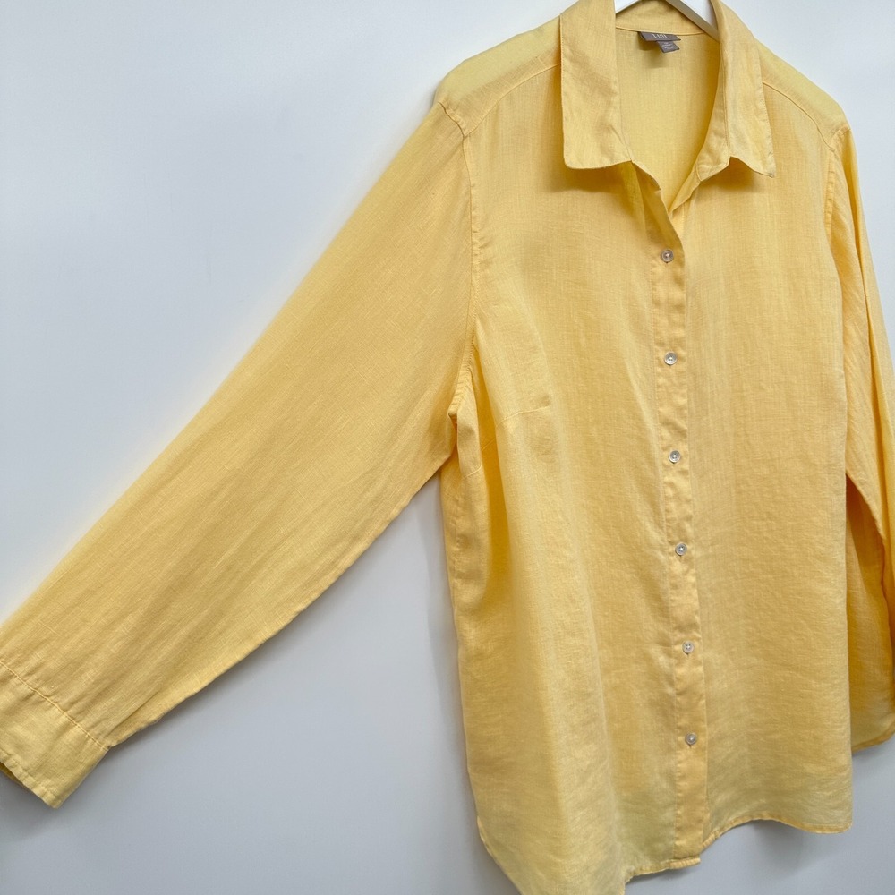 J Jill Tunic Top Shirt‎ 1X Button Up 100% Linen Preppy Coastal Beachy Lagenlook - Picture 2 of 11
